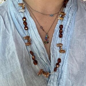 Brown and Gold glass Beaded Necklace